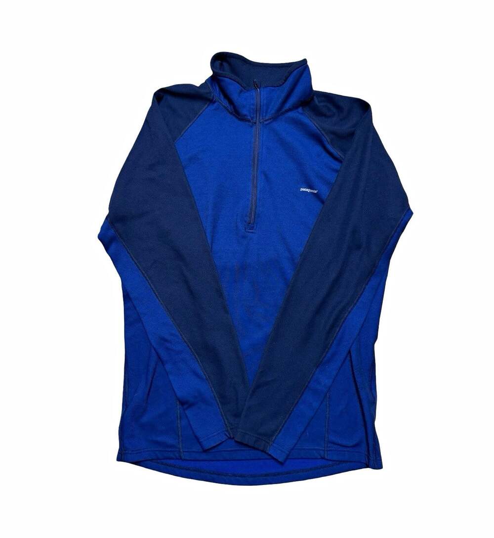 Patagonia Lightweight 1/4 Zip Mock Neck Pullover Blue Mens M Long Sleeve